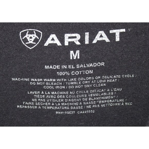 Ariat L/S Logo Black Western Tee Shirt Mens Medium - Picture 4 of 4